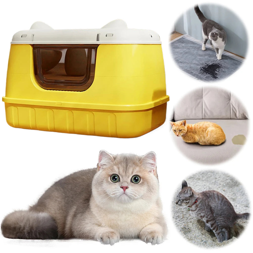 Enclosed Large Cat Litter Box With Lid Anti Splashing