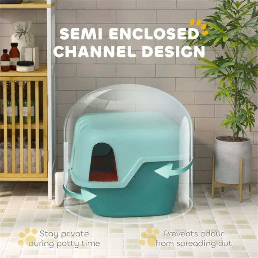 Fully Enclosed Cat Litter Box For Odor Control And Privacy