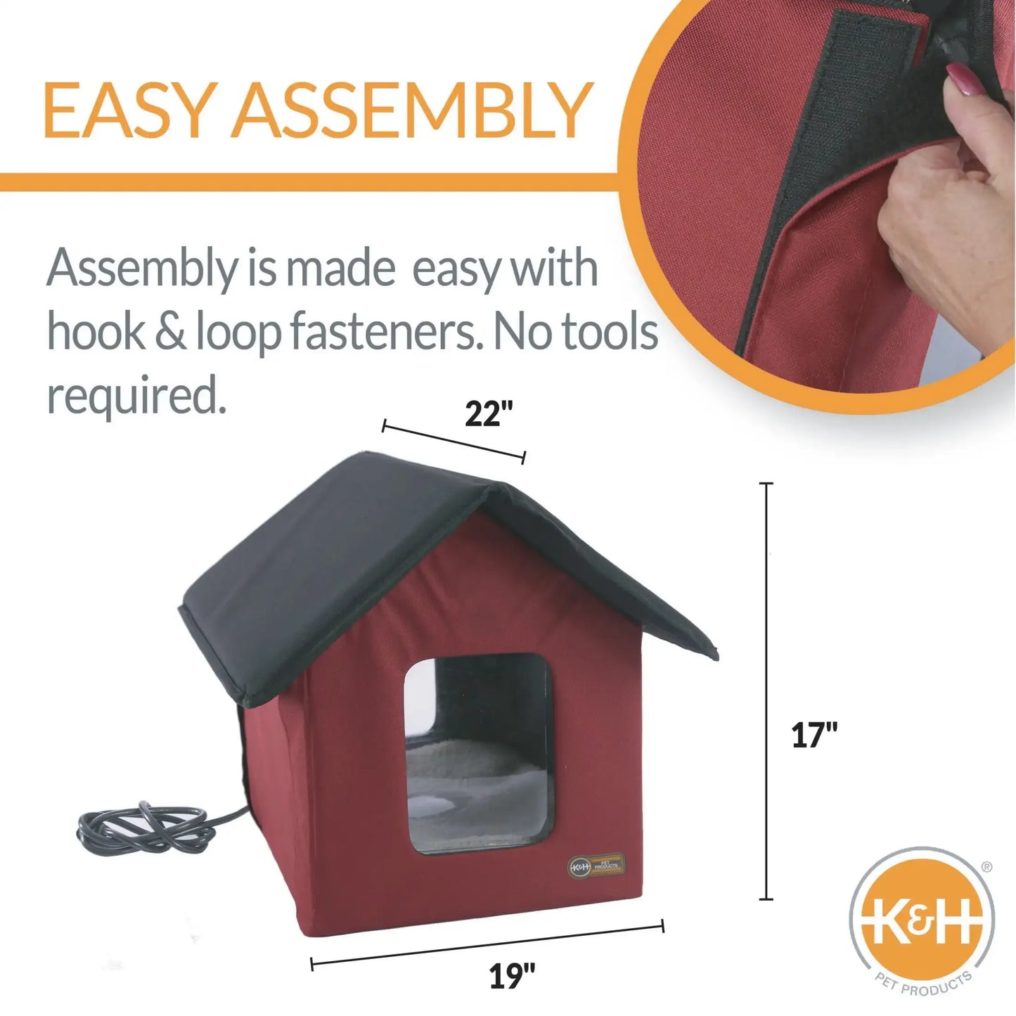 Pet Products Heated Casa Kitty, Casa para Gatos Manzana Al Aire Libre, Rojo, 22 Pulgadas