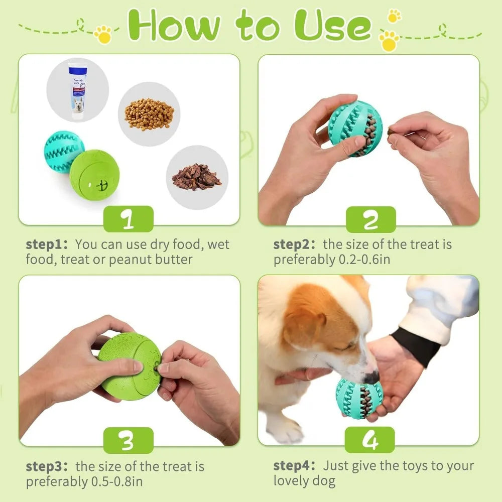Interactive Treat Dispensing Dog Ball For Teething Training