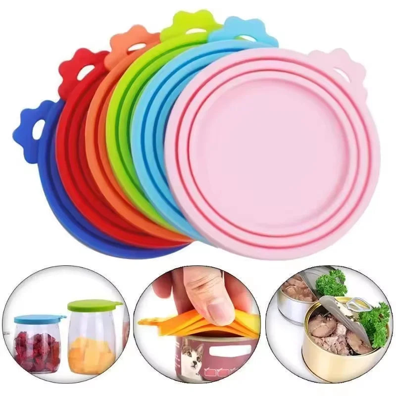 Reusable Silicone Pet Jar Lids For Dogs And Cats Keeps Food