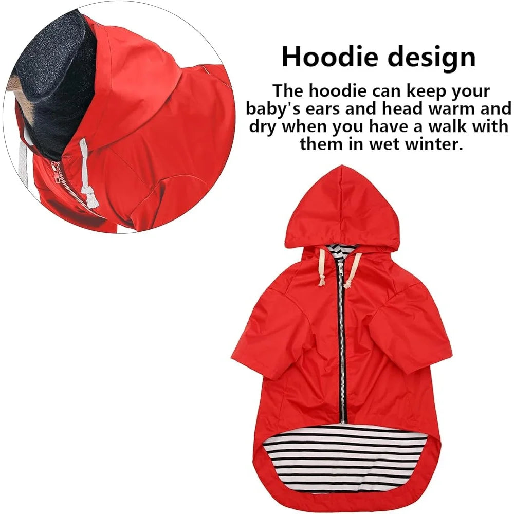 Dog Raincoat Waterproof Jacket With Harness Hole Pocket