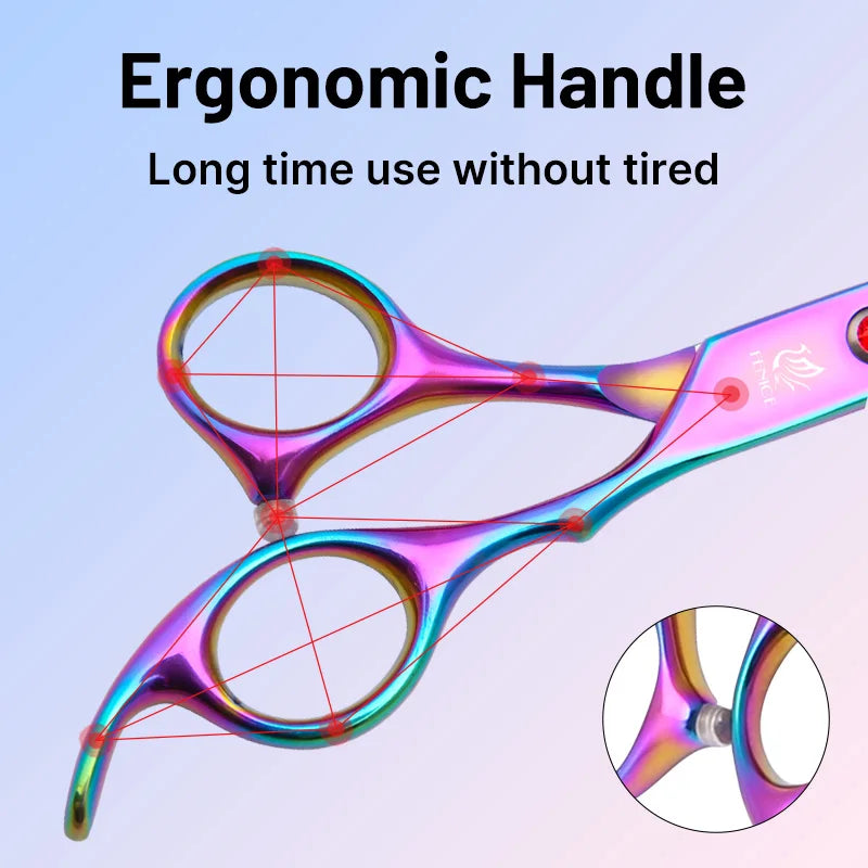Fenice Classical Model Homeuse 9Cr Steel 6.5 To 7.0 Inch Rainbow Black Dog Grooming Scissors Set For Home Pet Owners