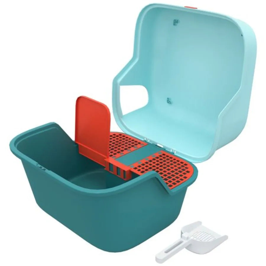 Fully Enclosed Cat Litter Box For Odor Control And Privacy