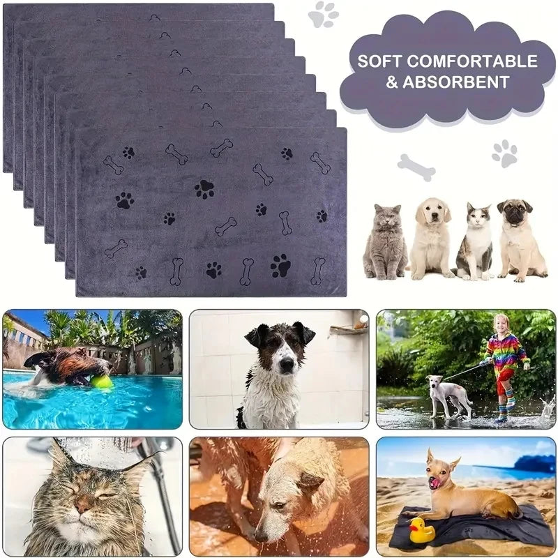 2 Pack Soft Microfiber Dog Towels Quick Dry Absorbent Pet Bath And Grooming Towels For Dogs