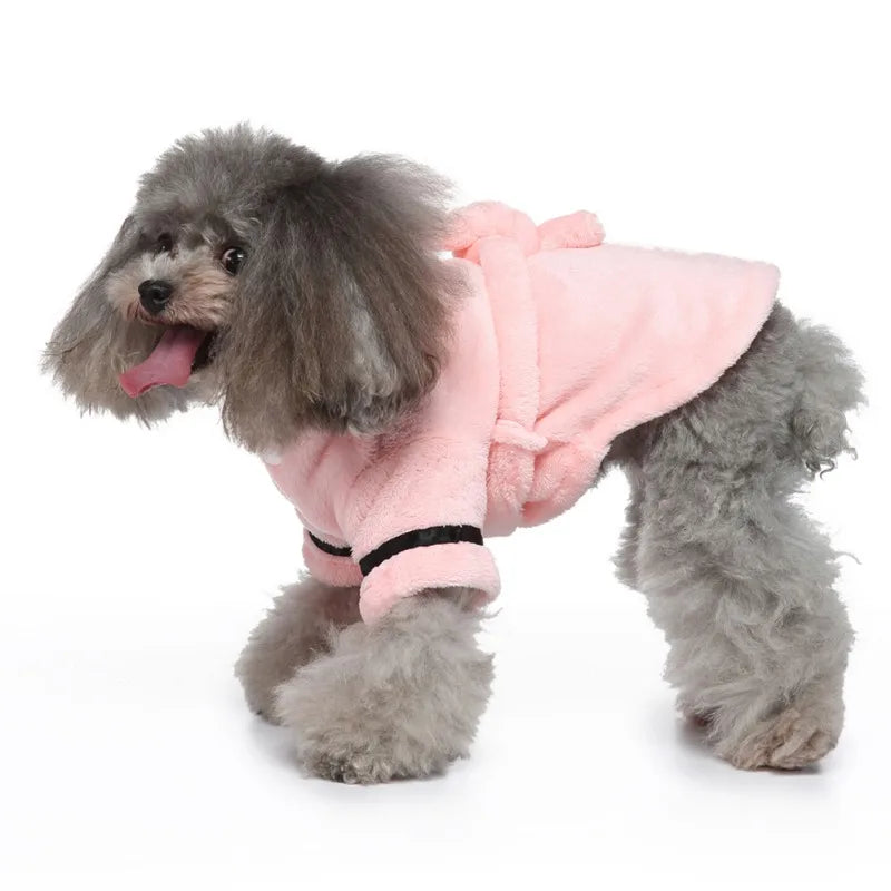 Hooded Dog Bathrobe Pajamas For Dogs Cats Soft Drying Towel
