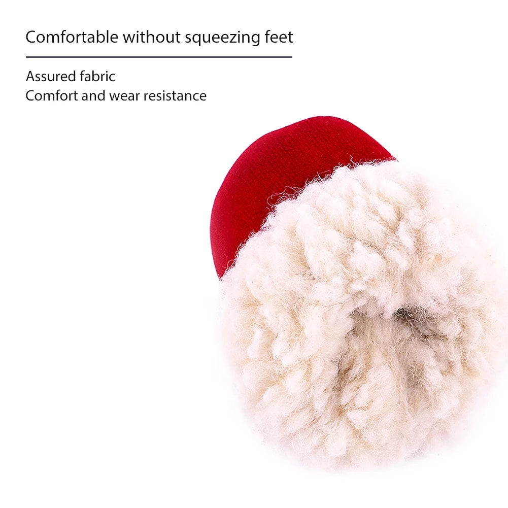 4Pcs Pet Dog Snow Boots Winter Warm Plush Shoes For Small Medium Dogs And Cats Soft Non Slip Soles S XL