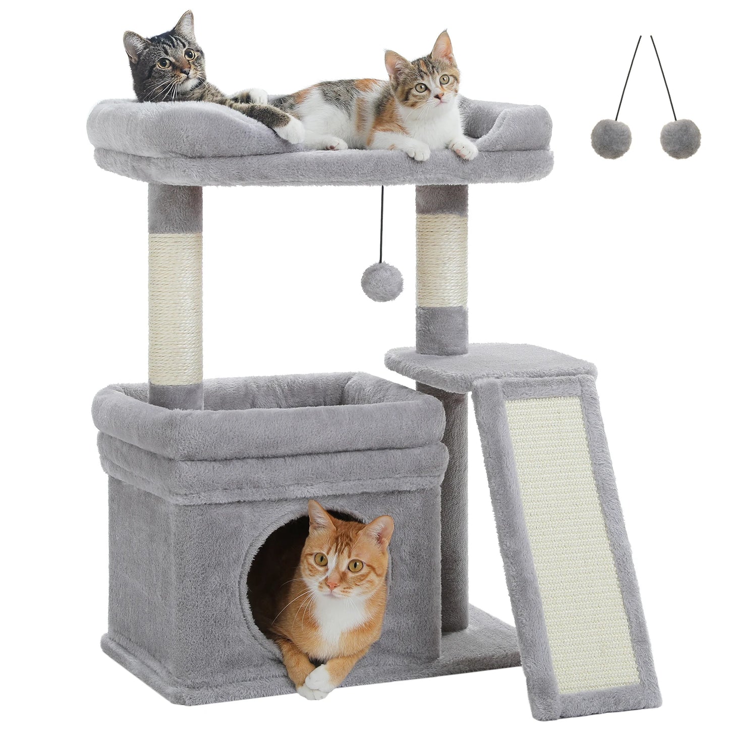 Small Cat Tree for Indoor Cat Tower With Sisal Scratching Post and Pad Wide Top Perch Large Cat Condo Cat Scratchers Toys