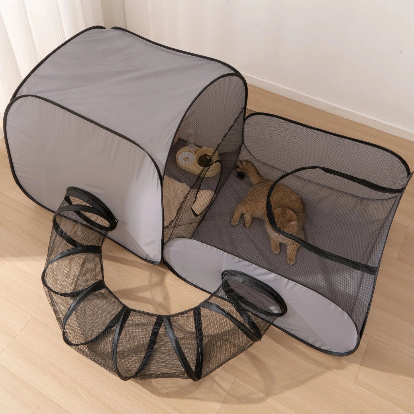 Square Gray Oxford Cloth Foldable Nest Play Tunnel Cats