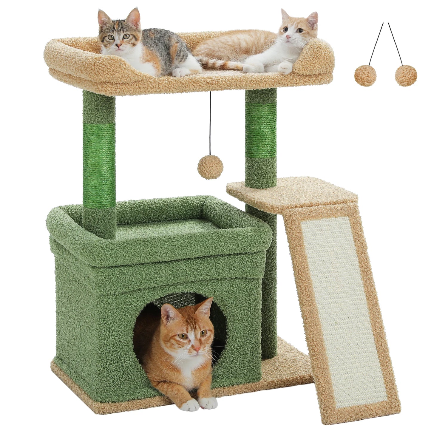 Small Cat Tree for Indoor Cat Tower With Sisal Scratching Post and Pad Wide Top Perch Large Cat Condo Cat Scratchers Toys