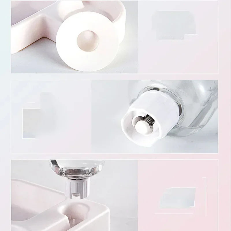 Corner Dog Bowl Automatic Feeder Water Dispenser Pet