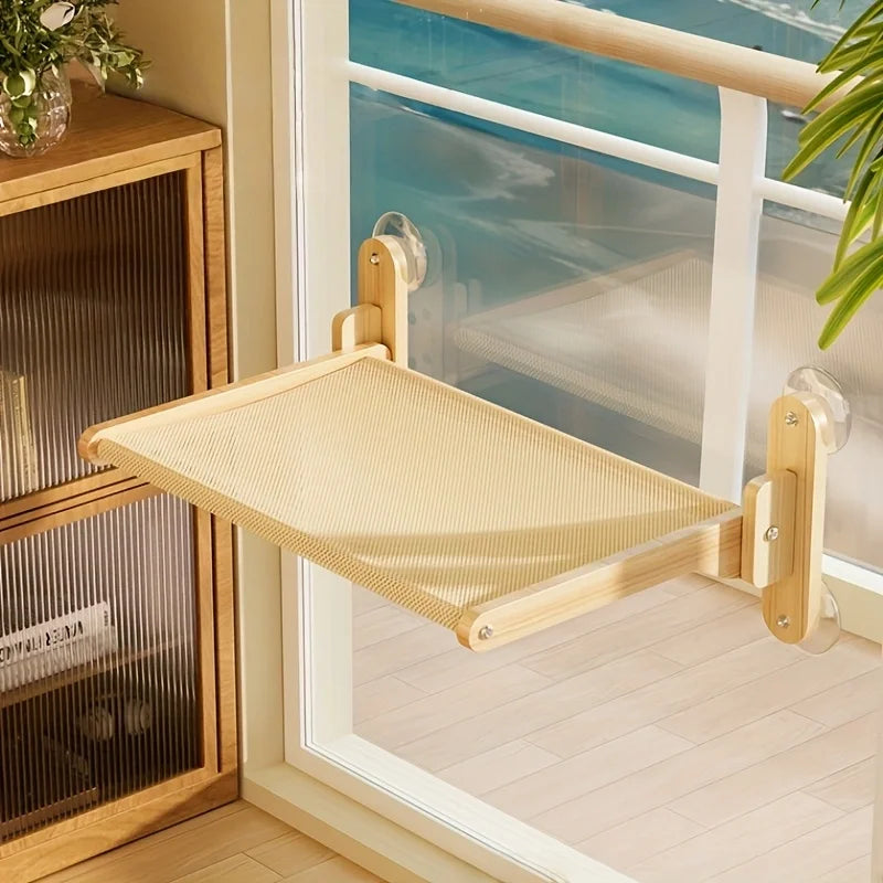 Solid Wood Cat Window Hammock Balcony Bed With Suction Cup