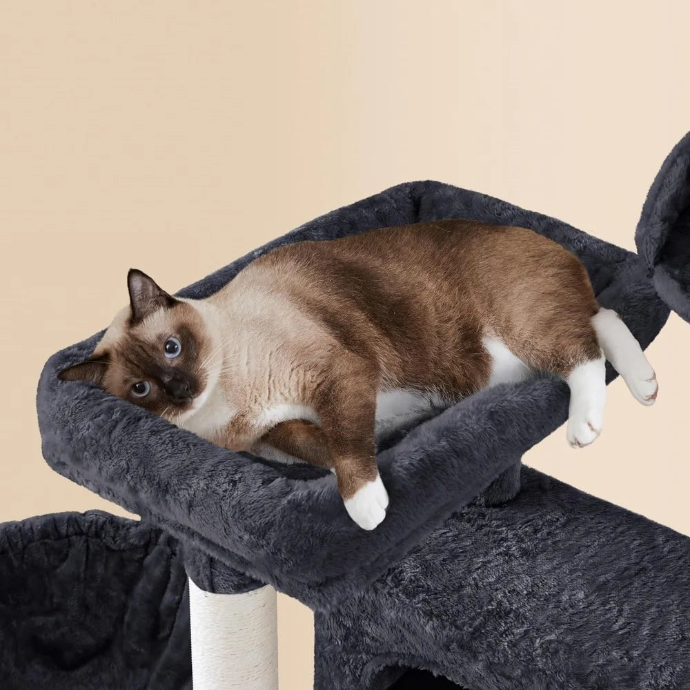 Multilevel Cat Tree Cat House For Large Cats 64.5 Inch Cat Tower For Indoor Use Modern Activity Center