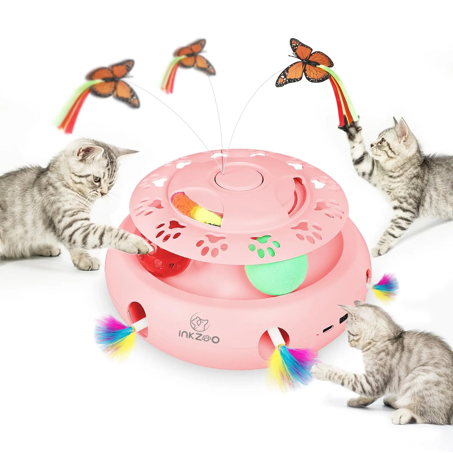INKZOO 4 In 1 Interactive Cat Toys Indoor Cats USB
