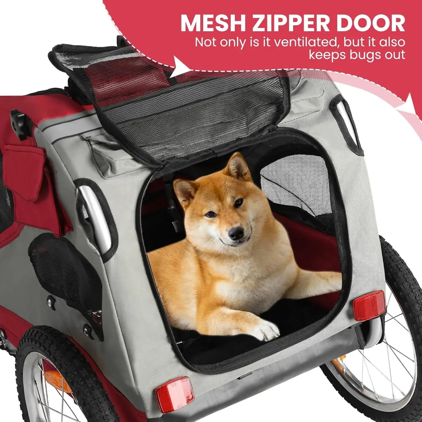 XMSJ Dog Bike Trailer Folding Frame Quick Release Wheel