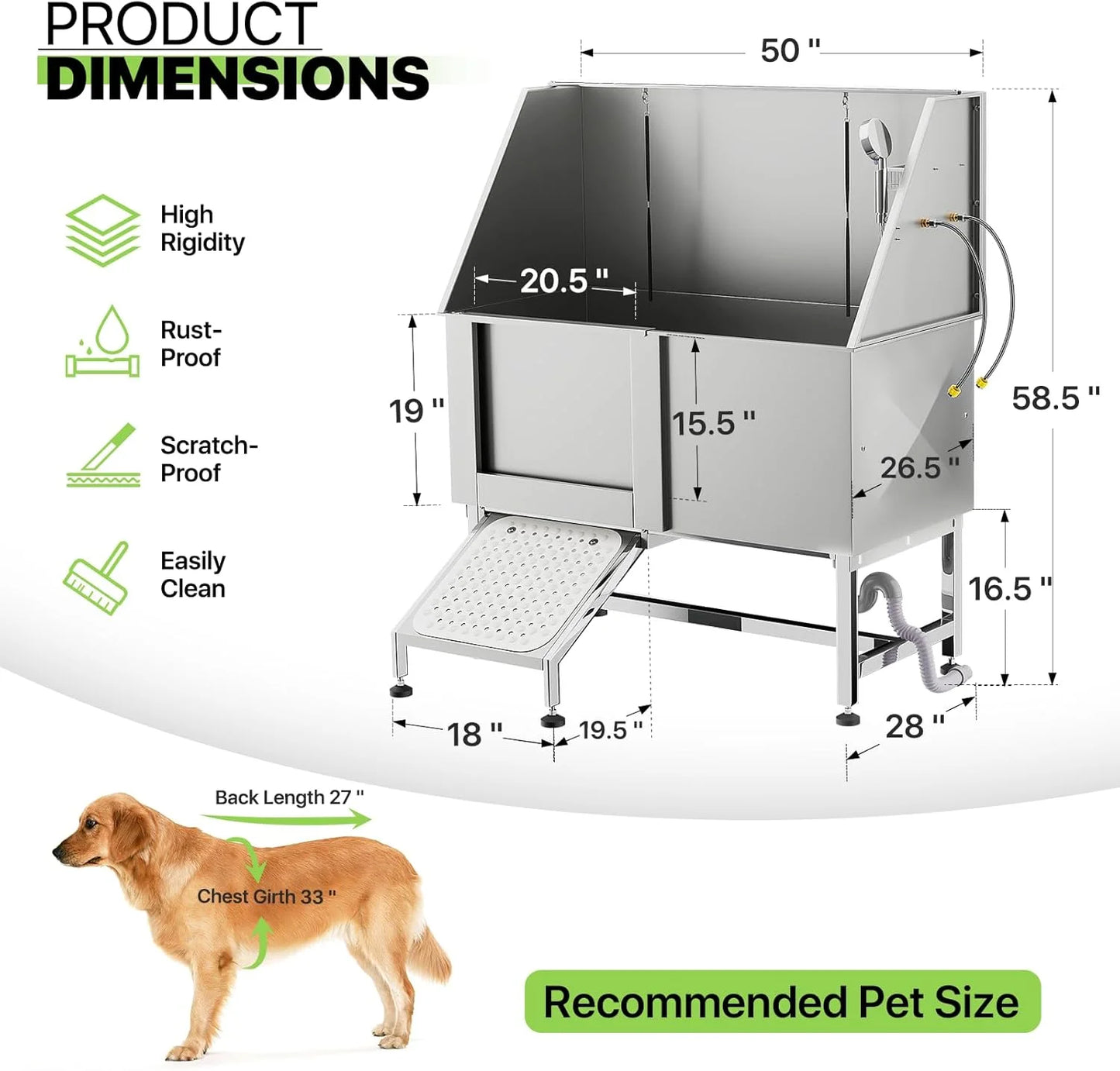 Stainless Steel Dog Bathing Station With Ramp And Grate