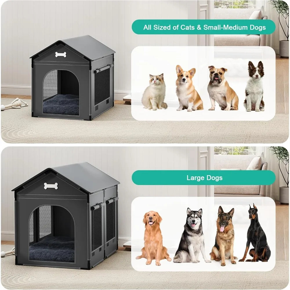 2XL Indoor Dog House Kennel Bed Mat With Cushion For Pets