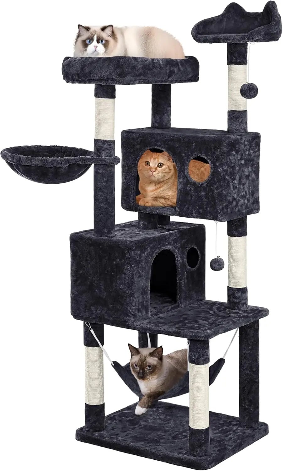 Multilevel Cat Tree Cat House For Large Cats 64.5 Inch Cat Tower For Indoor Use Modern Activity Center