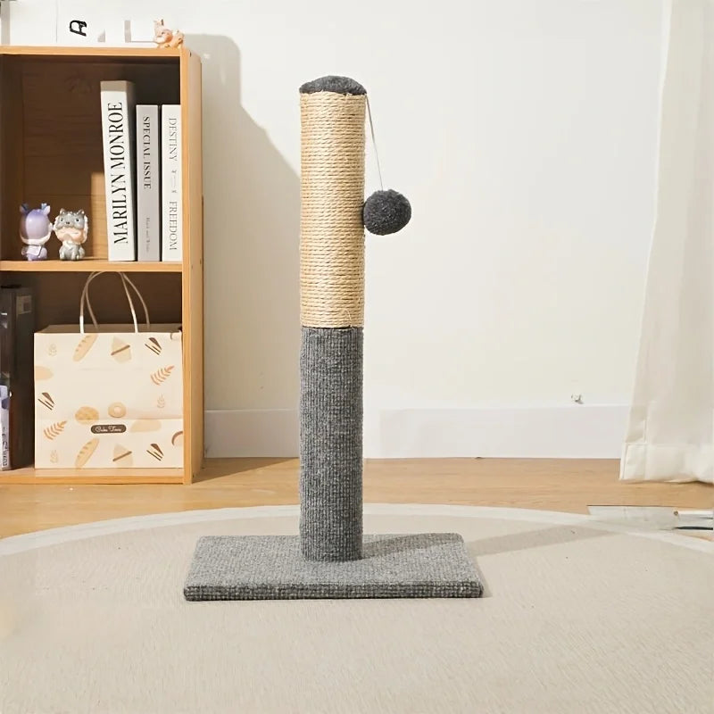 Natural Sisal Cat Scratching Post With Toy Ball Velvet Base