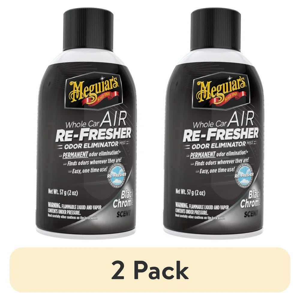 2 Pack Car Air Refresher Odor Eliminator Mist Black Chrome