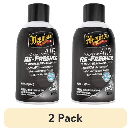 2 Pack Car Air Refresher Odor Eliminator Mist Black Chrome