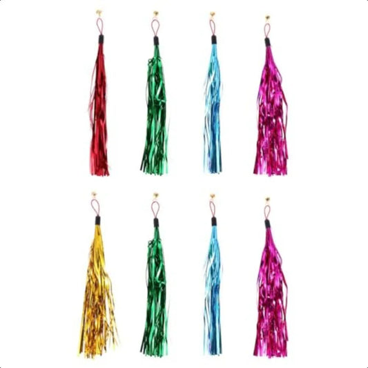 8 Pcs Cat Teaser Wand Replacement Bell Foil Tassel Toy