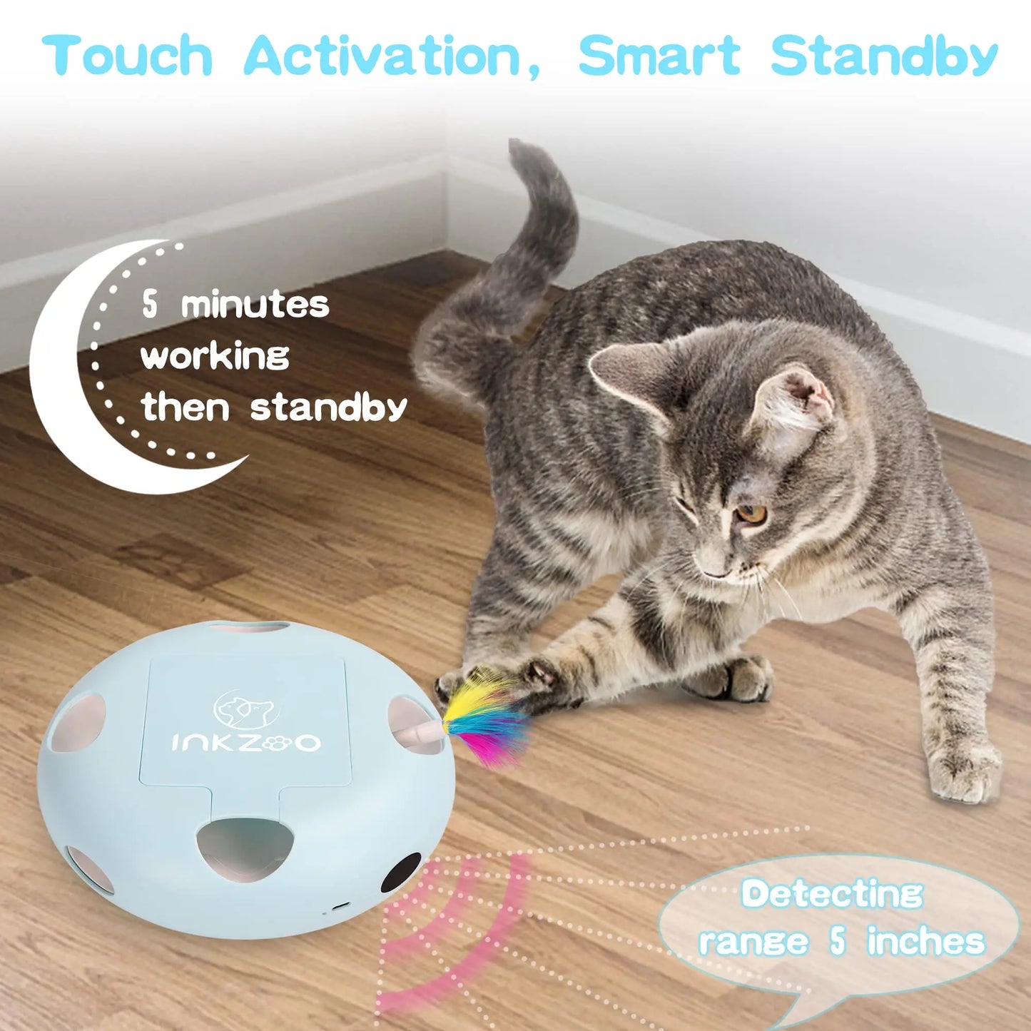 Inkzoo Whack A Mole Cat Toy Interactive Indoor Fun For Cats