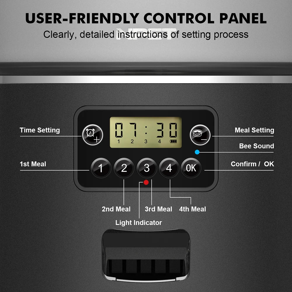 NPET 4L Automatic Pet Feeder Cats Dogs 1 To 9 Portions