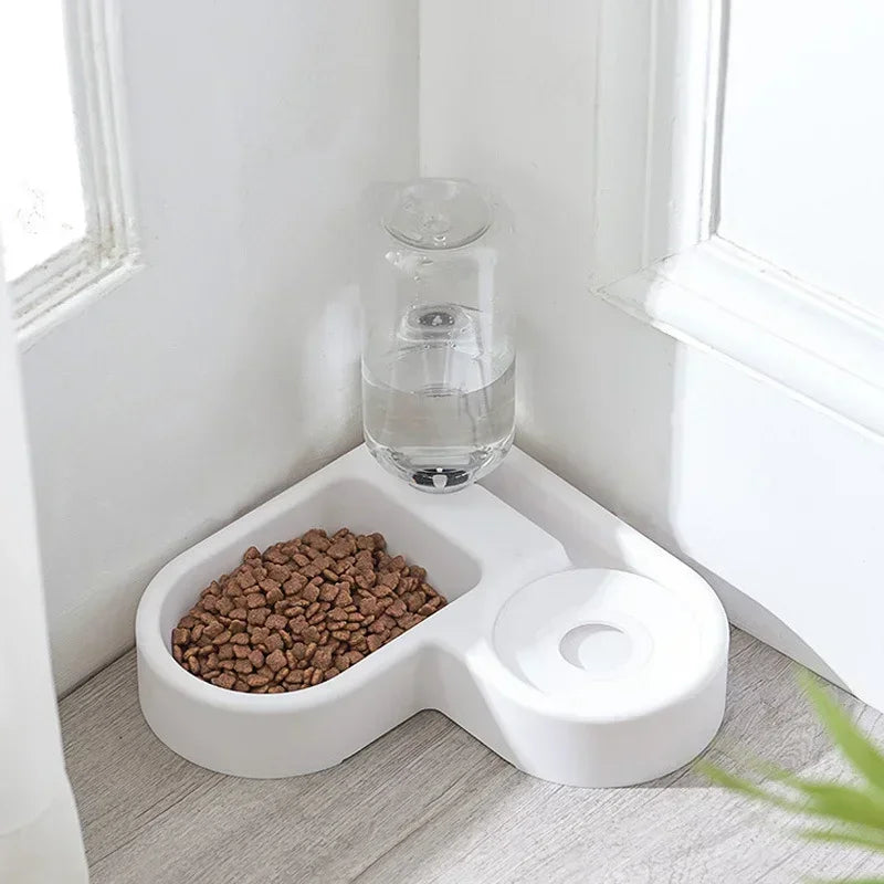Corner Dog Bowl Automatic Feeder Water Dispenser Pet