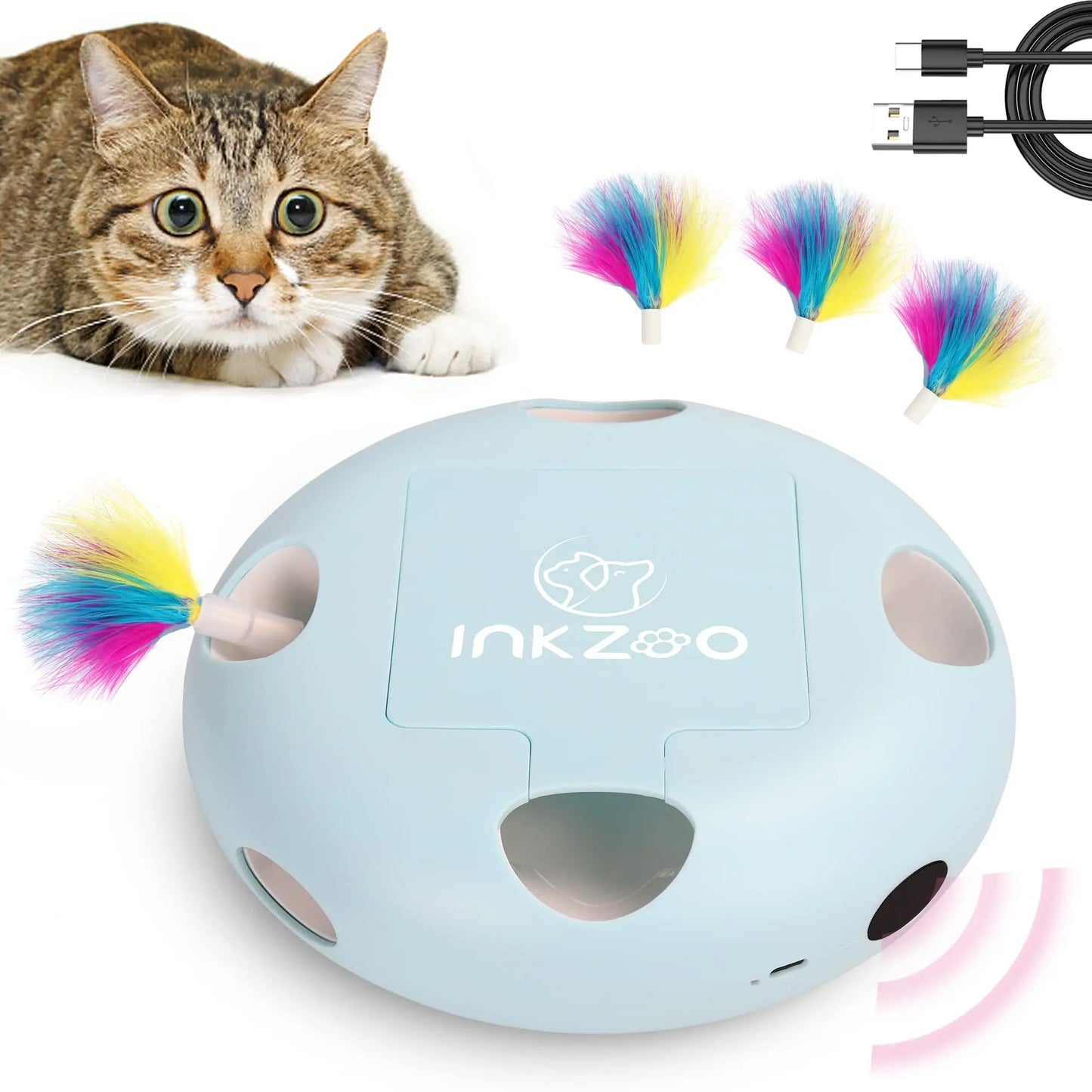 Inkzoo Whack A Mole Cat Toy Interactive Indoor Fun For Cats