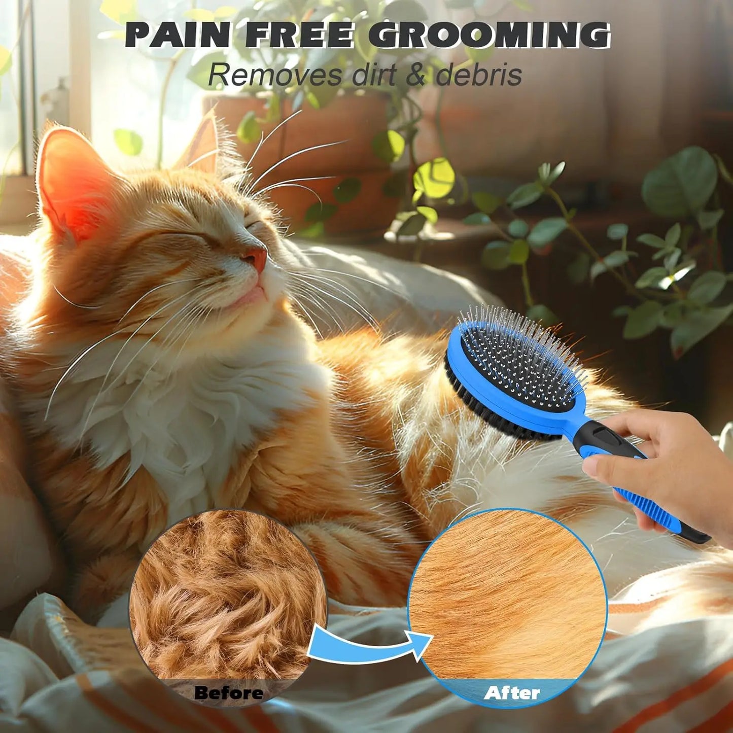 2 Pack Dog Grooming Tools Double Sided Bath Brush Shedding