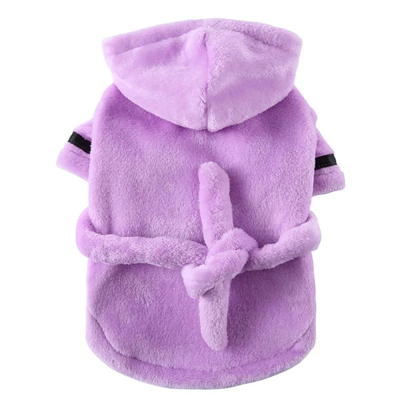 Hooded Dog Bathrobe Pajamas For Dogs Cats Soft Drying Towel