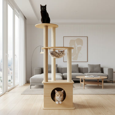 Multi-Level Wooden Cat Tree Tower