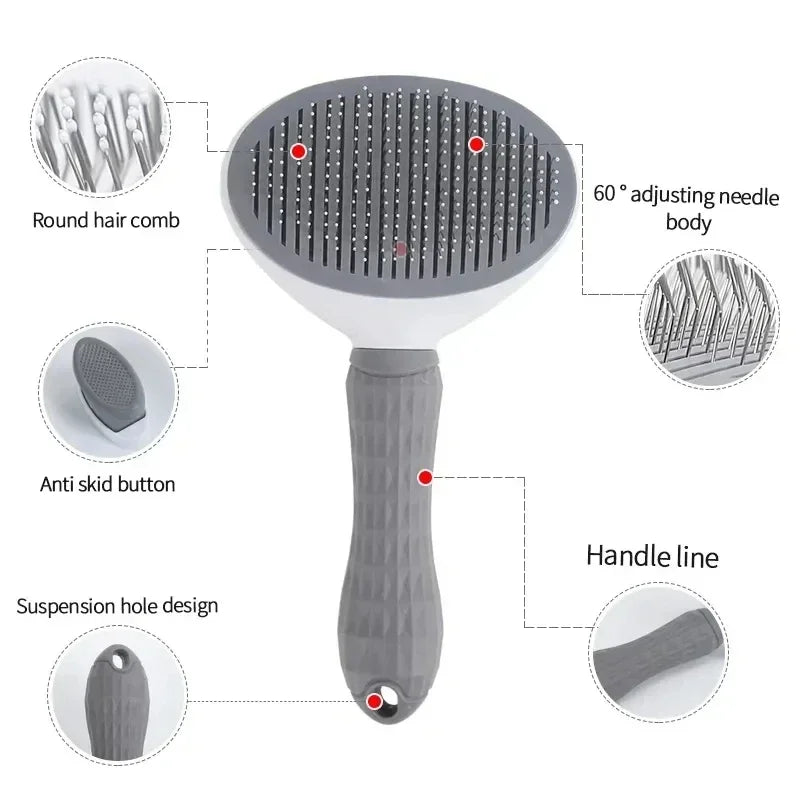 Self Cleaning Pet Hair Brush For Dogs And Cats Dematting Comb Grooming Tool Massaging Pet Hair Remover