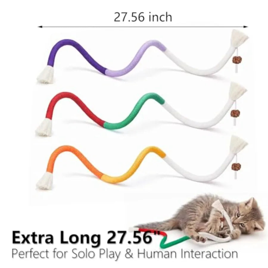 3 Pack Cat Chew Toys Rope Set Natural Sisal Cotton Rope Cat Toys With Catnip Pet Friendly Teething Oral Care For Indoor