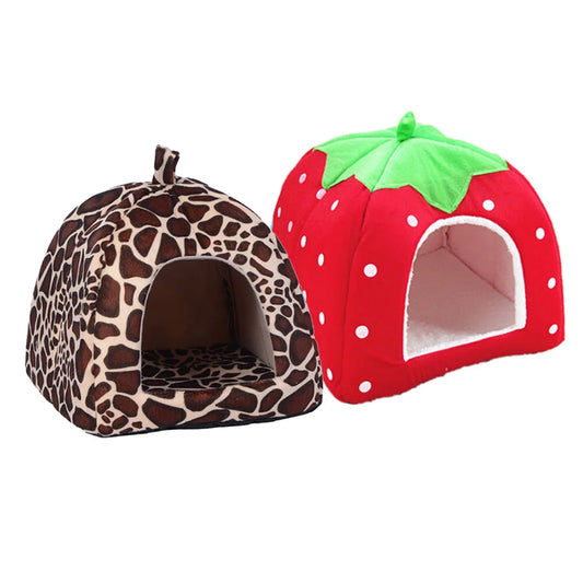 Strawberry Faux Fur Pet Bed For Dogs And Cats Cozy House