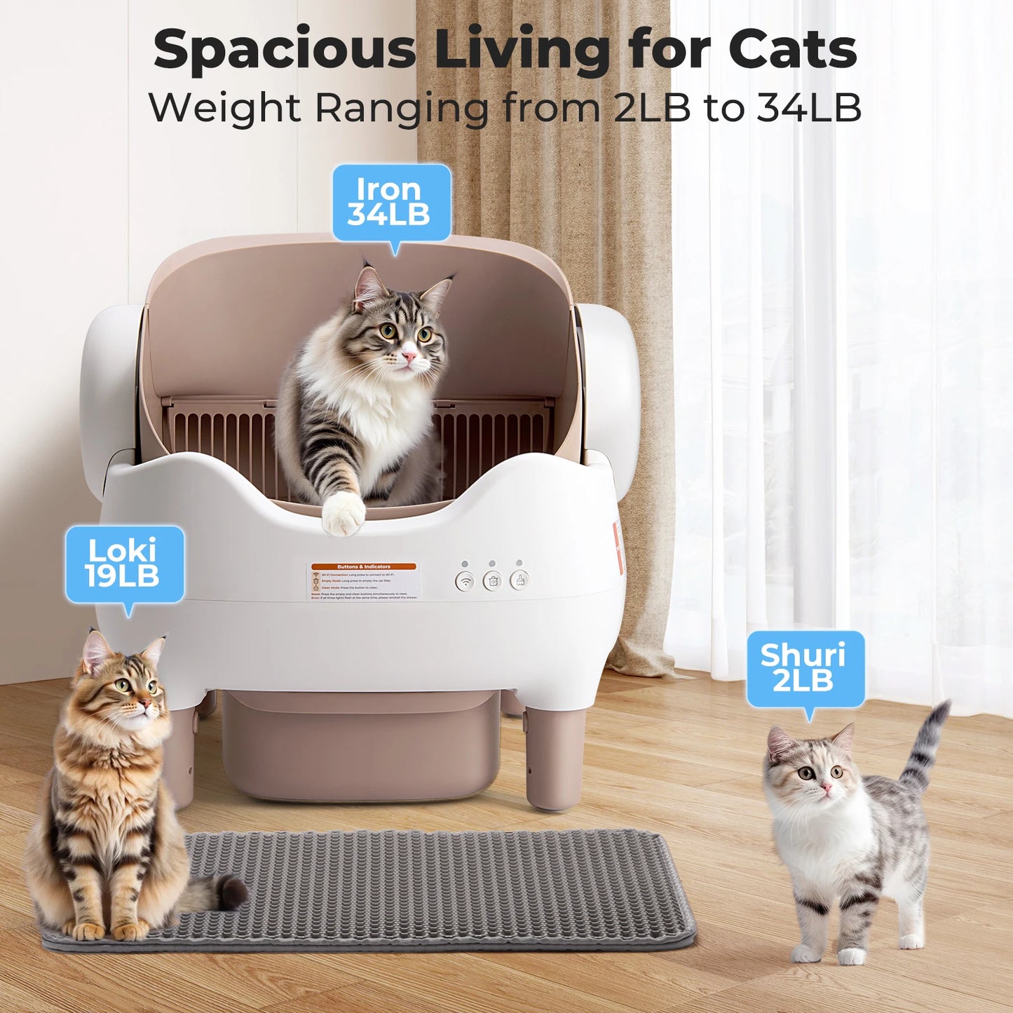Automatic Self Cleaning Litter Box For Cats With App
