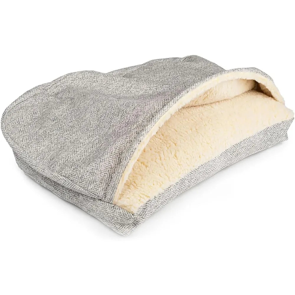 Luxury Rectangle Cozy Cave Dog Bed Microsuede Extra Large
