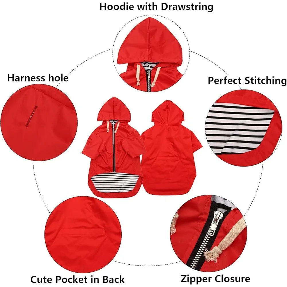 Dog Raincoat Waterproof Jacket With Harness Hole Pocket