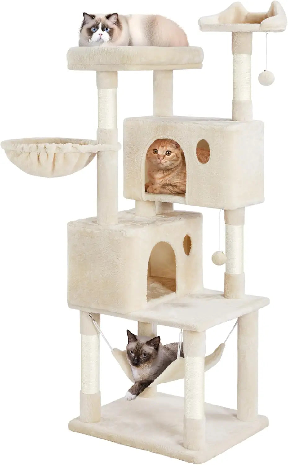 Multilevel Cat Tree Cat House For Large Cats 64.5 Inch Cat Tower For Indoor Use Modern Activity Center