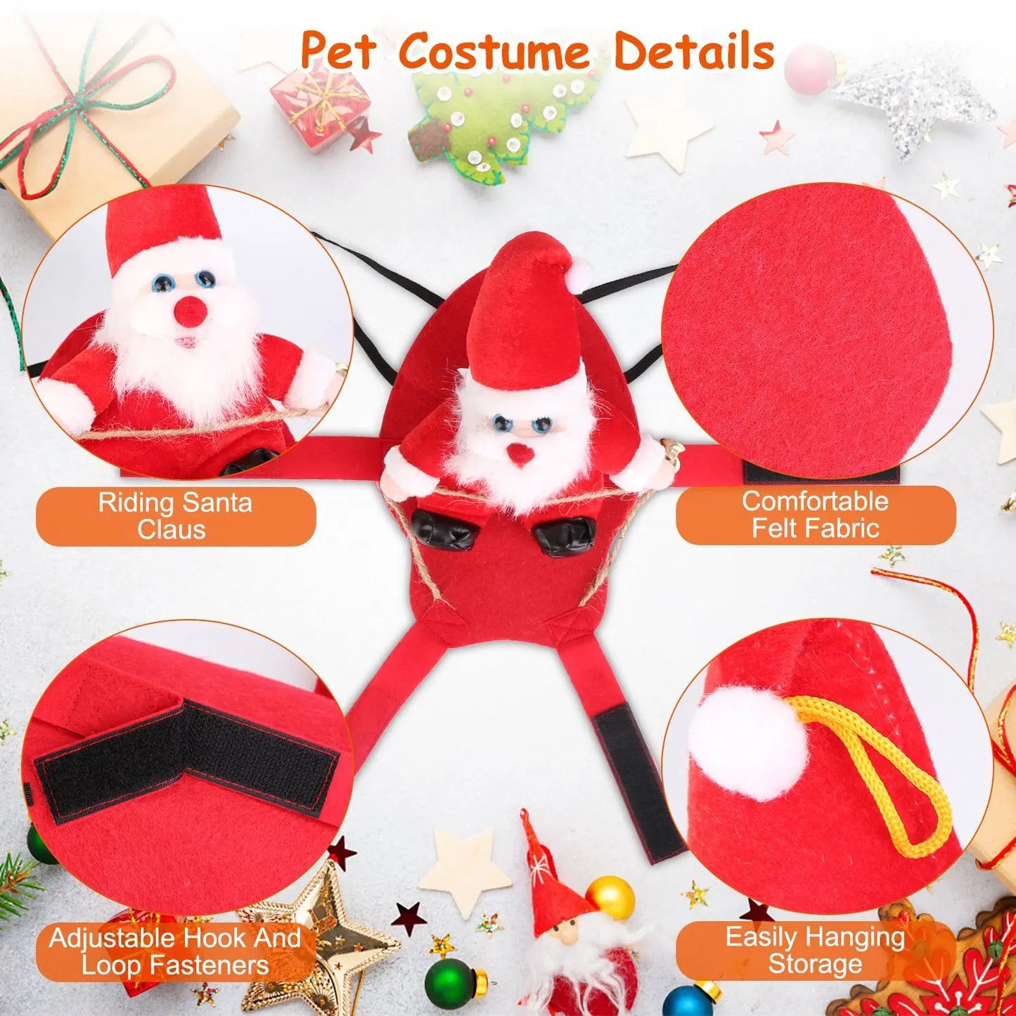 Red Winter Coat For Pet Dog Santa Bell Cosplay Outfit