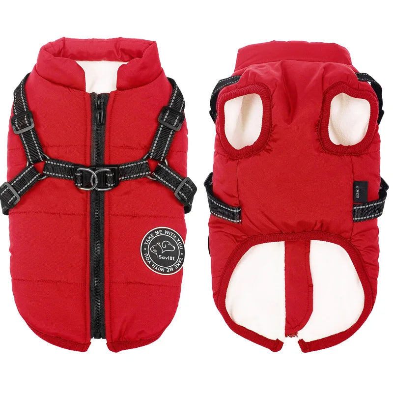 Winter Warm Dog Jacket Waterproof Coat Fleece With Harness For Small To Large Dogs All Sizes Chihuahua Labrador