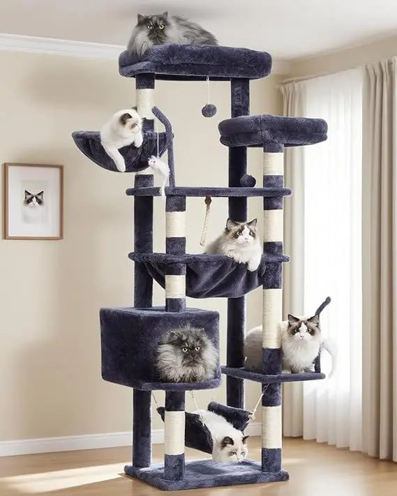 Large Cat Tree With Dual Platforms And 63 Scratching Posts