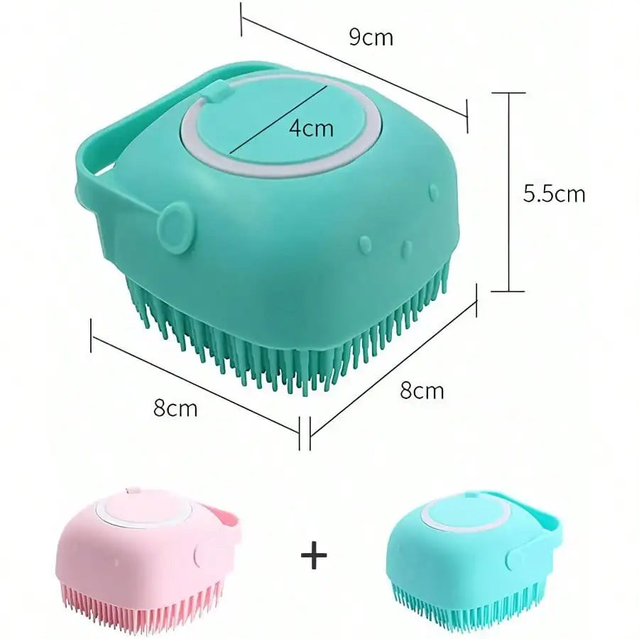 Silicone Pet Bath Brush With Shampoo Dispenser For Dogs