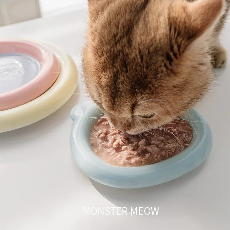 Cute Cartoon Ceramic Pet Bowl Water Feeding Cat And Dog 15cm