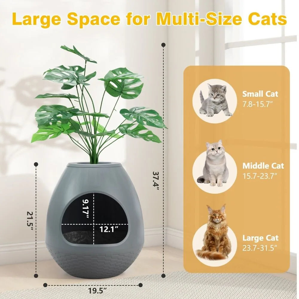 Egg Shaped Cat Litter Box Odor Removal System Semi Enclosed