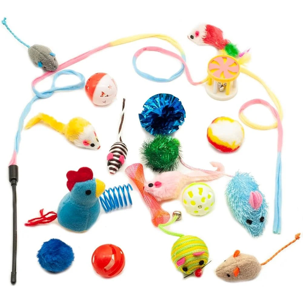 20 Piece Cat Toys Set Variety Pack Rattle Balls Catnip Mice
