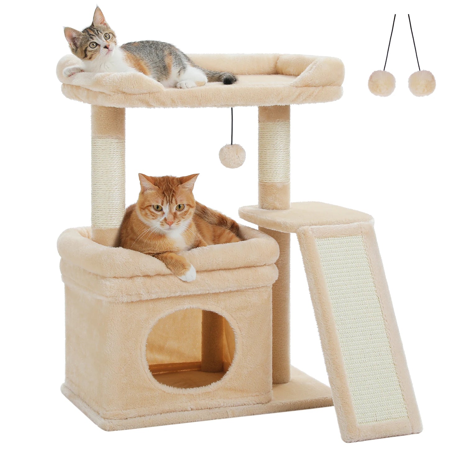 Small Cat Tree for Indoor Cat Tower With Sisal Scratching Post and Pad Wide Top Perch Large Cat Condo Cat Scratchers Toys
