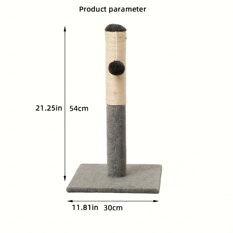 Natural Sisal Cat Scratching Post With Toy Ball Velvet Base