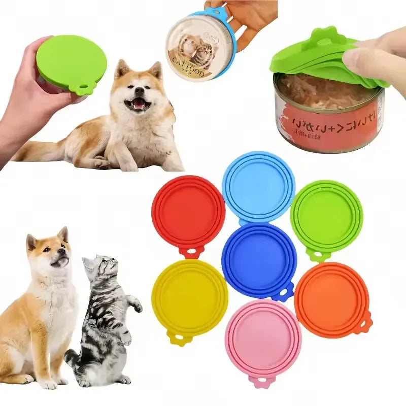 Reusable Silicone Pet Jar Lids For Dogs And Cats Keeps Food